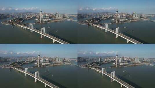 原创 澳门旅游塔西湾大桥航拍城市风光高清在线视频素材下载