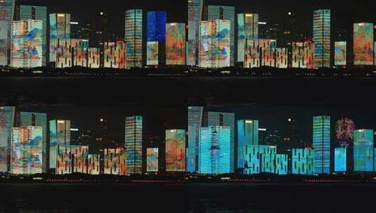 杭州 城市阳台 迎亚运大型灯光秀高清在线视频素材下载
