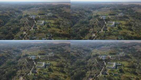 空中拍摄村德曼。圣三一修道院。乌克兰高清在线视频素材下载