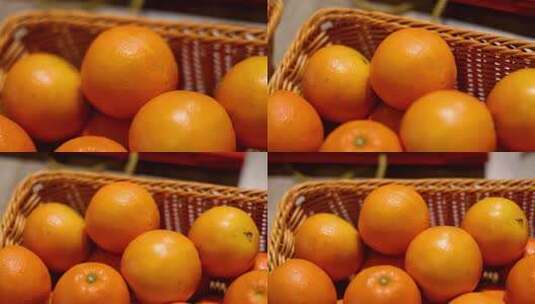 果篮里的橙子水果移动镜头高清在线视频素材下载