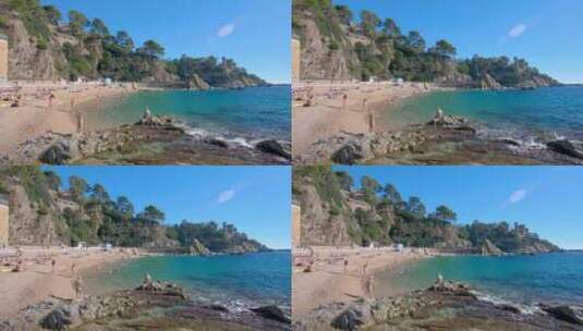 Lloret de Mar，海滩。西班牙地中海。布拉瓦海岸高清在线视频素材下载