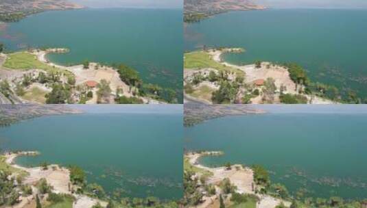 以色列约旦河谷加利利海湖泊鸟瞰图。高清在线视频素材下载