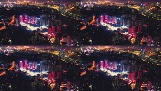 航拍城市建筑夜景延时高清在线视频素材下载