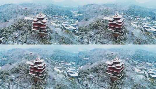 杭州西湖城隍阁雪景高清在线视频素材下载