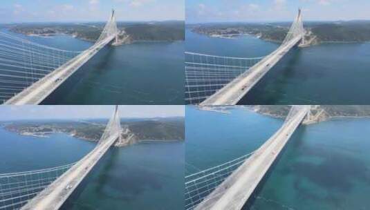 桥梁天线Yavuz Sultan Selim大桥高清在线视频素材下载