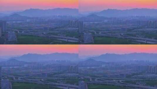 杭州麦岭沙立交桥日落高清在线视频素材下载