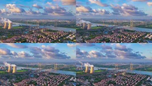 上海市闵行区闵浦大桥工业环境延时摄影高清在线视频素材下载