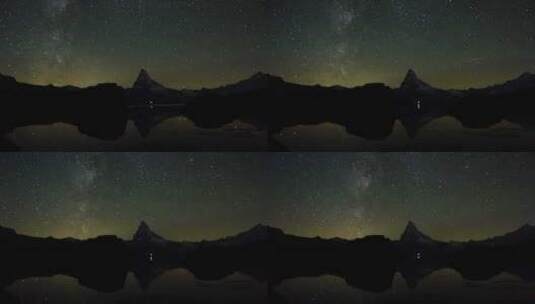 穿越瑞士阿尔卑斯山马特洪峰的延时银河高清在线视频素材下载