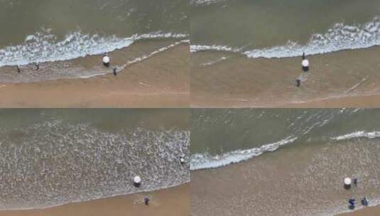 俯拍沙滩海浪高清在线视频素材下载