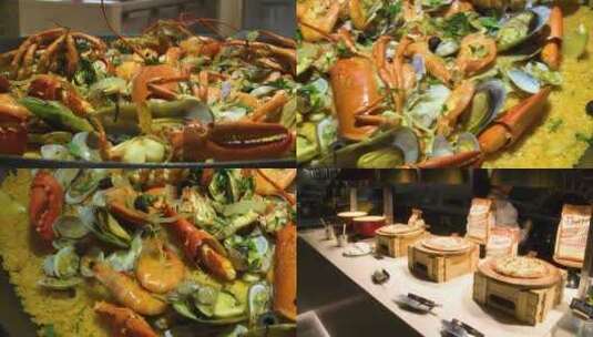 龙虾 波士顿龙虾 菜品 海鲜饭高清在线视频素材下载