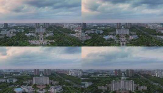 鸟瞰上海松江区人民政府全景高清在线视频素材下载