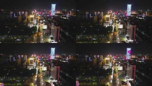 河北石家庄城市夜景灯光航拍高清在线视频素材下载