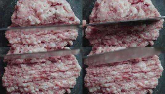 肉馅 剁猪肉 做馅料高清在线视频素材下载