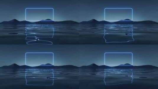 水面的蓝色线条空间动画高清在线视频素材下载