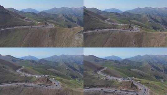 航拍新疆伊犁伊昭公路风景高清在线视频素材下载
