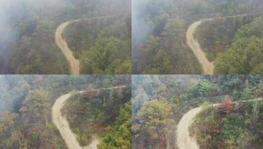 秦岭山脉秋季风景云海高清在线视频素材下载