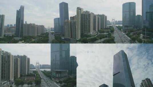 广州市区猎德大桥CBD大楼高清在线视频素材下载