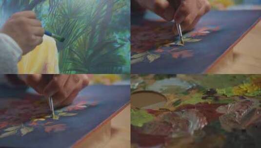 写生画家画画美术油画户外乡村美丽乡村绘画高清在线视频素材下载