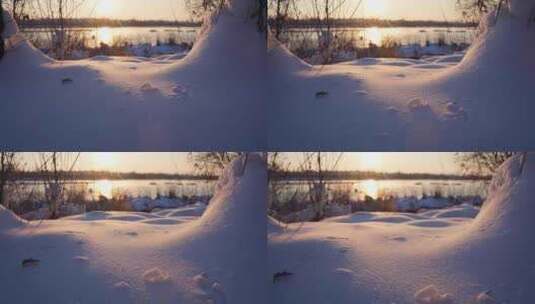 冬天唯美雪地特写高清在线视频素材下载