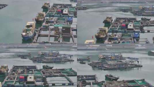 海陵岛鱼排航拍空镜高清在线视频素材下载