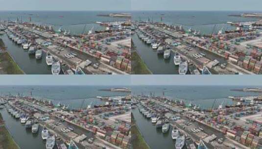 原创 印尼雅加达港口码头运输物流航拍风光高清在线视频素材下载