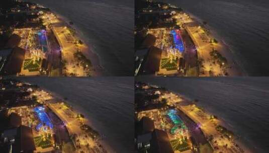 HDR印尼吉利群岛航拍夜晚酒吧海滨风光高清在线视频素材下载