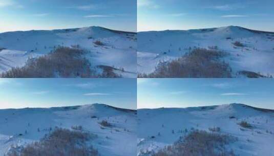 大兴安岭森林草原过渡带寒冬雪景自然风光高清在线视频素材下载