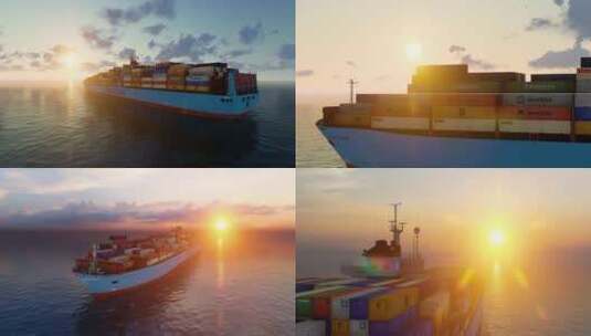 巨型货轮运输跨洋物流高清在线视频素材下载