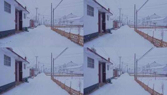航拍农村下雪过年氛围感高清在线视频素材下载