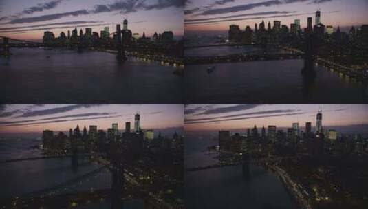 航拍纽约夜景高清在线视频素材下载