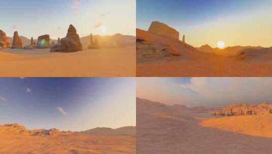 荒凉沙漠早晨太阳升起延时高清在线视频素材下载