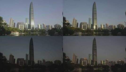 深圳-地王大厦-白天至黑夜延时高清在线视频素材下载