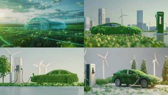 碳中和 新能源汽车 绿色城市片头 概念高清在线视频素材下载