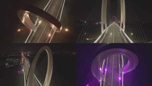 北京首钢大桥夜景航拍4看高清在线视频素材下载