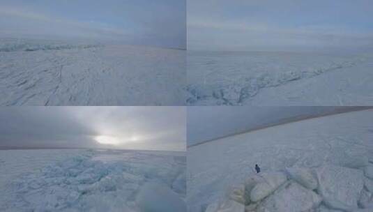 冬季青海湖结冰块冰封fpv穿越机航拍4K高清在线视频素材下载