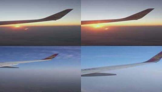 飞机高空穿越云层日出  竖版高清在线视频素材下载