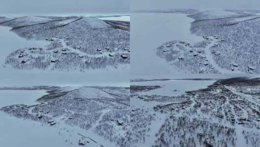 4K航拍北欧芬兰冰天雪地风光自然美景高清在线视频素材下载