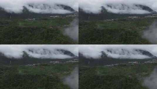 西藏林芝莲花圣地墨脱热带雨林云雾高空航拍高清在线视频素材下载