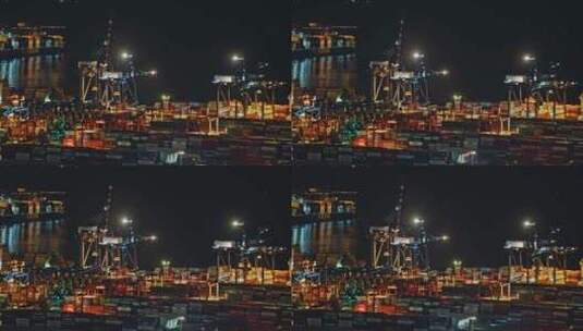 盐田港夜景港口货运码头贸易物流C0107高清在线视频素材下载