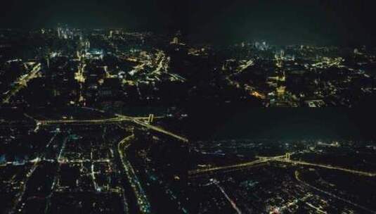 江苏南京老城区夜景灯光航拍高清在线视频素材下载