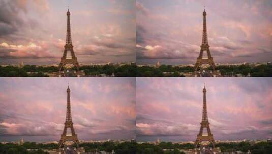 法国巴黎埃菲尔铁塔延时摄影_4K高清在线视频素材下载