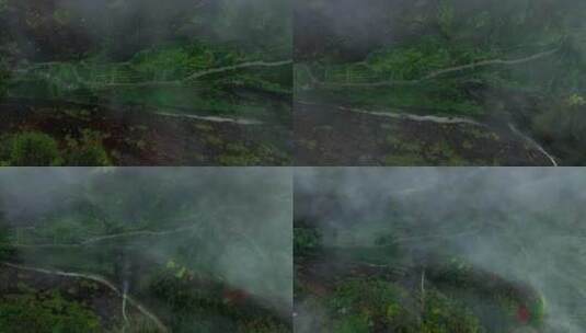 【4K】武夷山航拍茶园牛栏坑景区云雾高清在线视频素材下载