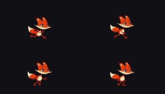 带通道的卡通小狐狸小动物奔跑动画高清在线视频素材下载