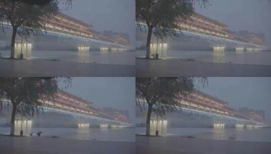 咸阳市廊桥夜景高清在线视频素材下载