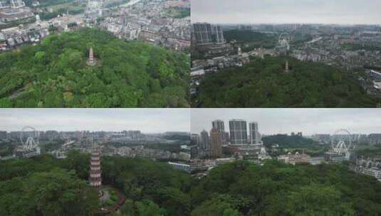 广东中山公园烟墩山塔航拍高清在线视频素材下载