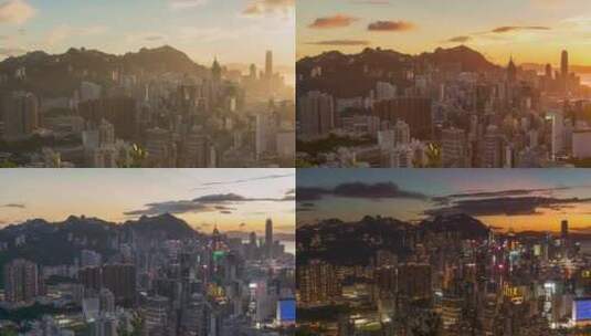 香港宝马山拍摄香港中环高楼夜景延时高清在线视频素材下载