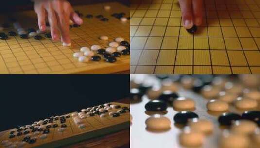 古人下围棋棋盘商业布局地产片头棋子下落高清在线视频素材下载