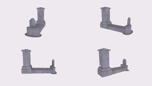 白色背景上墓碑的3d模型高清在线视频素材下载