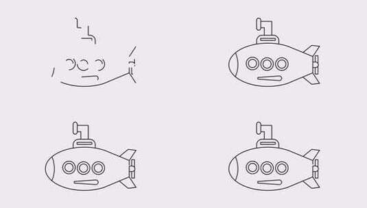动画形成潜艇草图图标高清在线视频素材下载