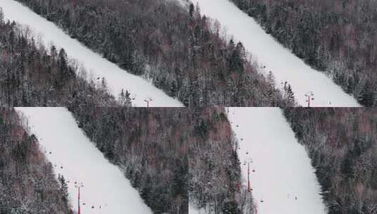 航拍黑龙江伊春梅花山滑雪场雪景高清在线视频素材下载